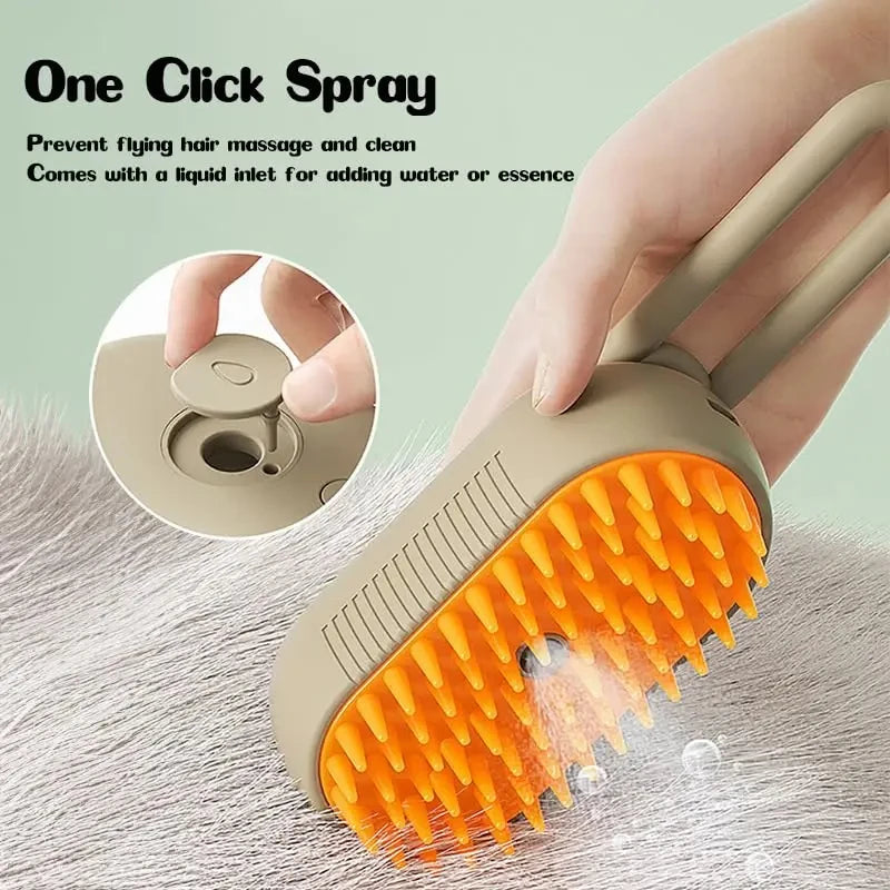 đŸ Brosse Vapeur 3 en 1 pour Chiens et Chats â Toilettage, Massage & DĂ©mĂȘlage