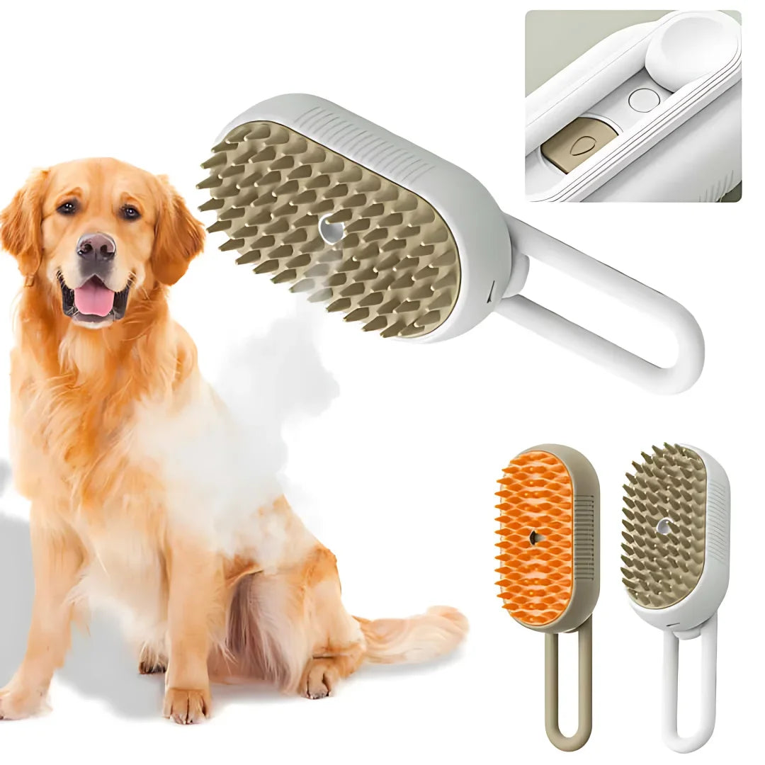 đŸ Brosse Vapeur 3 en 1 pour Chiens et Chats â Toilettage, Massage & DĂ©mĂȘlage